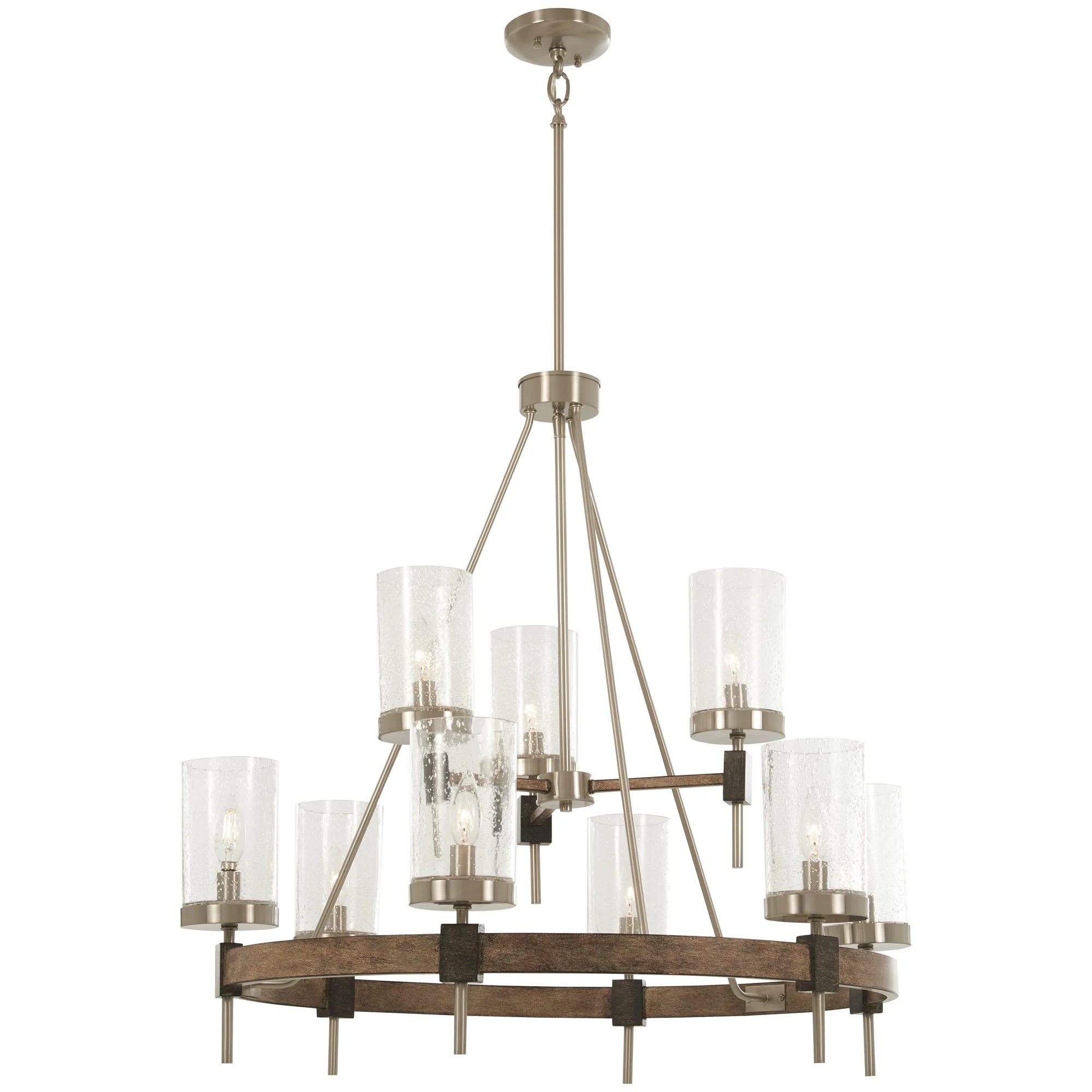 Bridlewood 9-Light Chandelier in Stone Grey with Brushed Nickel