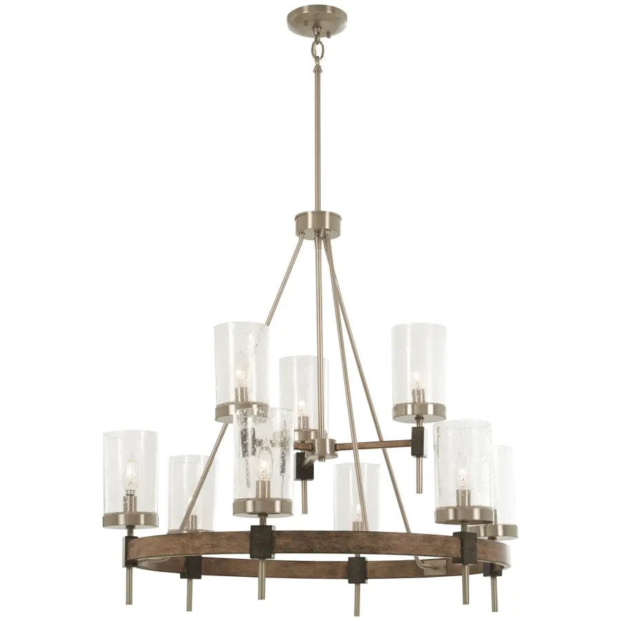 Bridlewood 9-Light Chandelier in Stone Grey with Brushed Nickel
