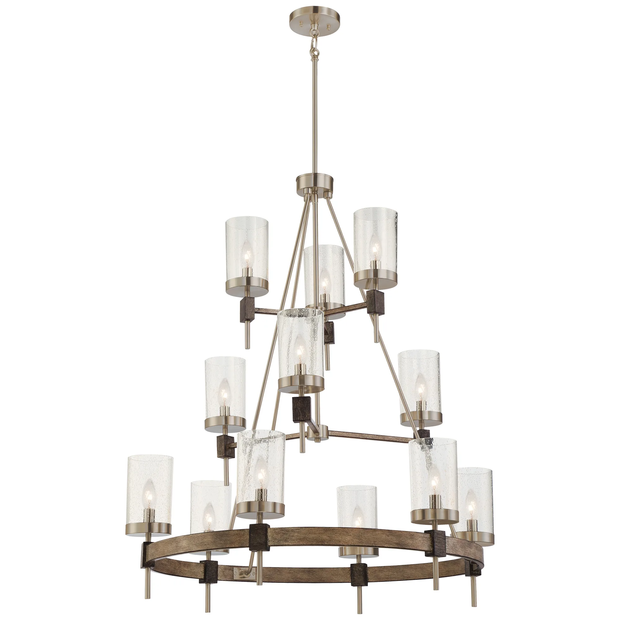 Bridlewood 12-Light Chandelier in Stone Grey with Brushed Nickel