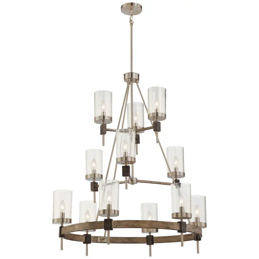 Bridlewood 12-Light Chandelier in Stone Grey with Brushed Nickel