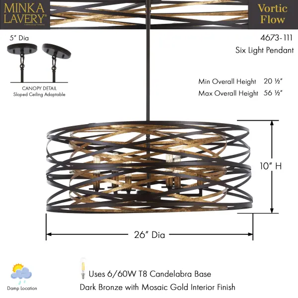 Vortic Flow 6-Light Pendant - Image 3