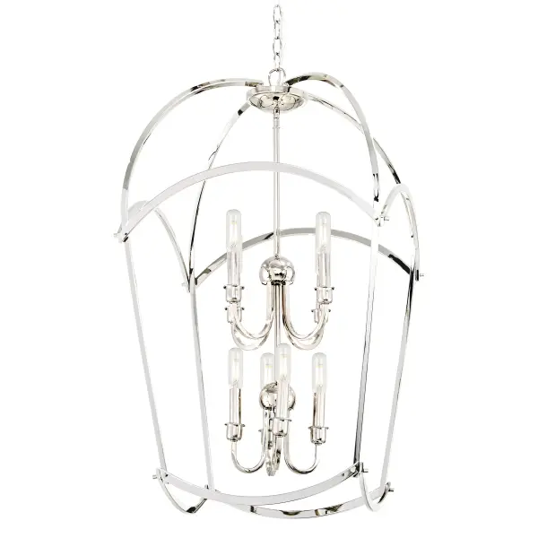 The Jupiter's Canopy pendant combines classic candelabra styling with contemporary polish. Eight lights provide ample illumination while the polished nickel finish adds sophisticated shine to any space.