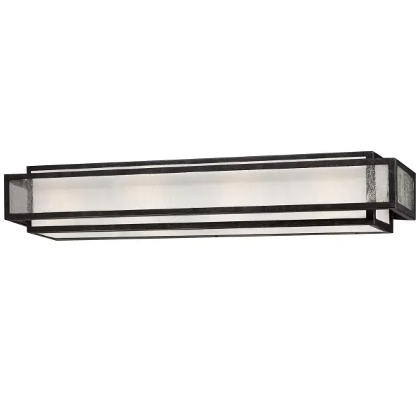 The Camden Square 4-Light Bath Vanity combines industrial charm with transitional elegance. Its 30-inch width provides excellent illumination for larger vanities, while the aged charcoal finish and seeded glass create visual interest.