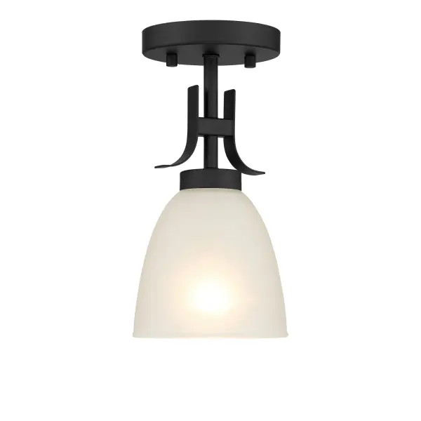 1 Light Pendant convertible to Semi Flush in Coal Finish with Etched Glass - alternate view