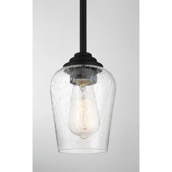 1 Light Pendant Convertible to Semi Flush in Coal Finish with Clear Seeded Glass - alternate view