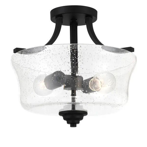 2 Light Semi Flush in Coal Finish with Clear Seeded Glass - alternate view