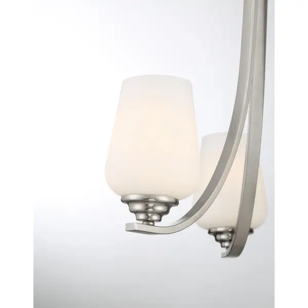 3 Light Chandelier in Brushed Nickel Finish with Etched Opal Glass - alternate view