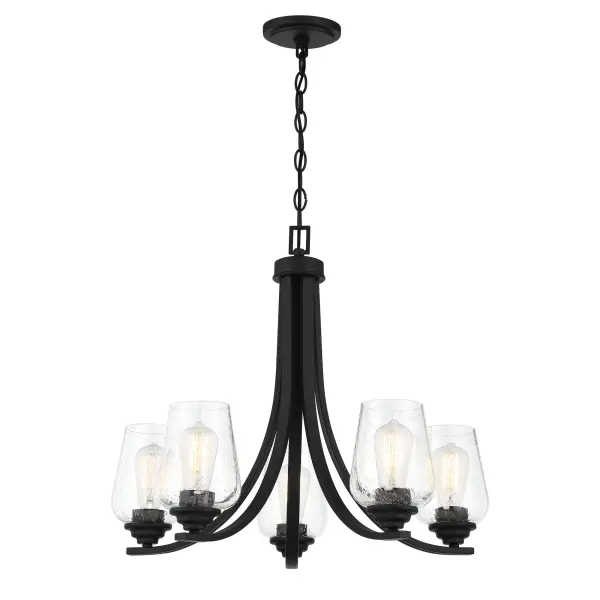 5 Light Chandelier in Coal Finish with Clear Seeded Glass - alternate view