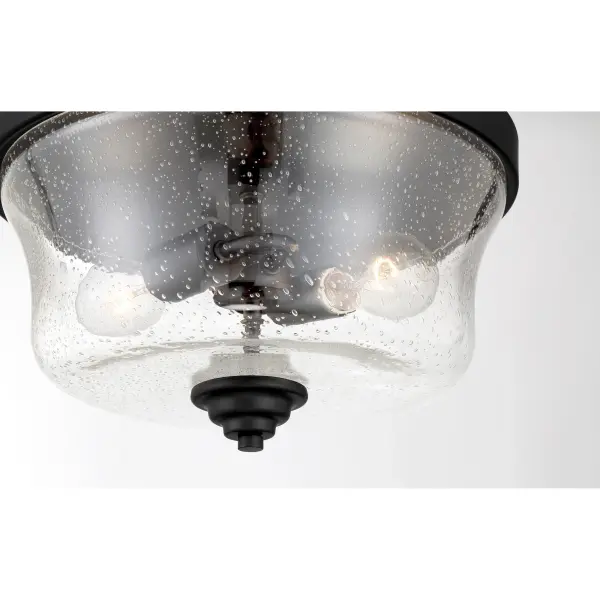 2 Light Flush Mount in Coal Finish with Clear Seeded Glass - alternate view