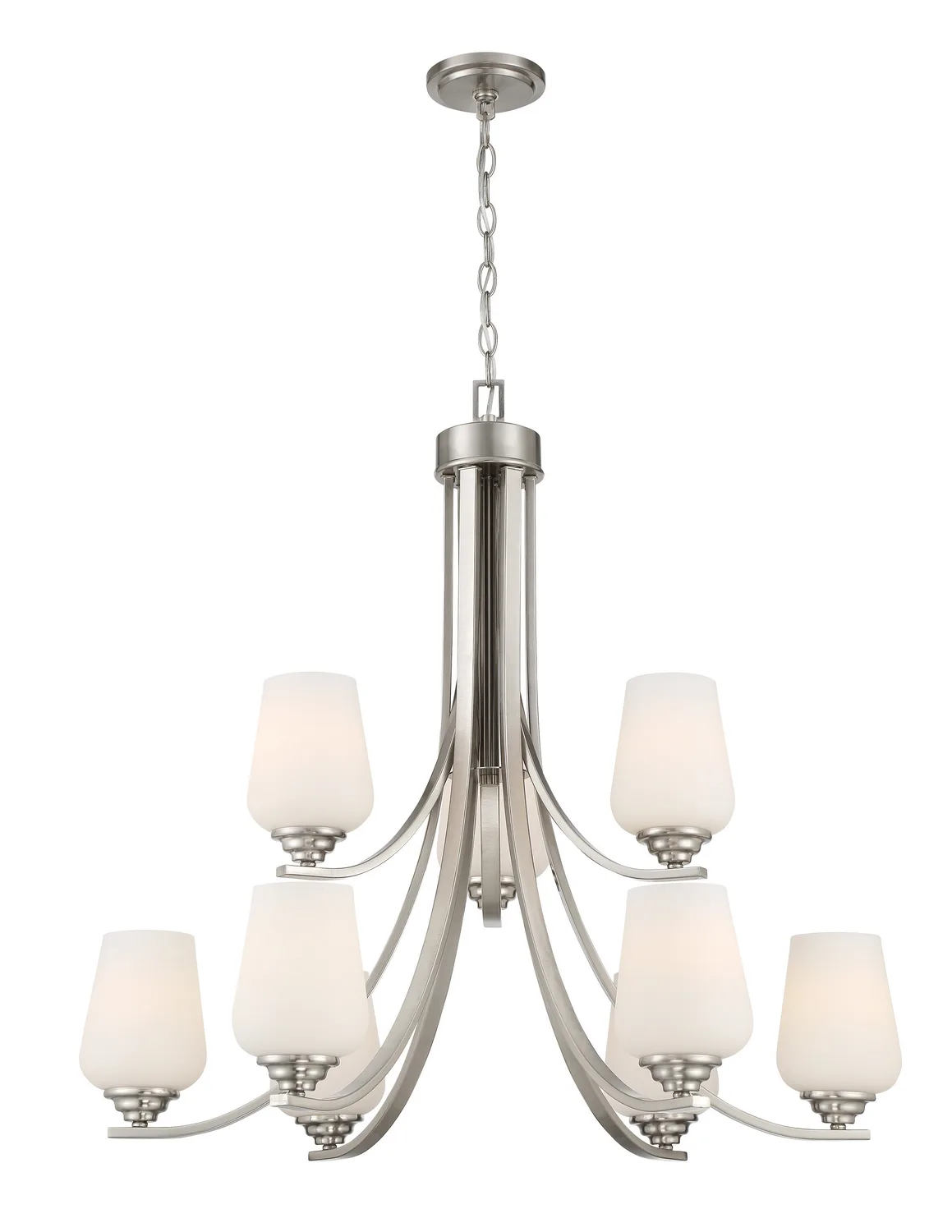 Shyloh Nine Light Chandelier in Brushed Nickel