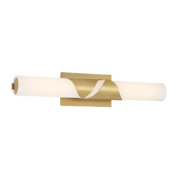 The Grafton 24" vanity light combines timeless Legacy Brass finish with modern LED efficiency. Etched white glass diffuses 1,579 lumens of warm, high-CRI light perfect for grooming tasks. Dimmable functionality and ADA-friendly profile.