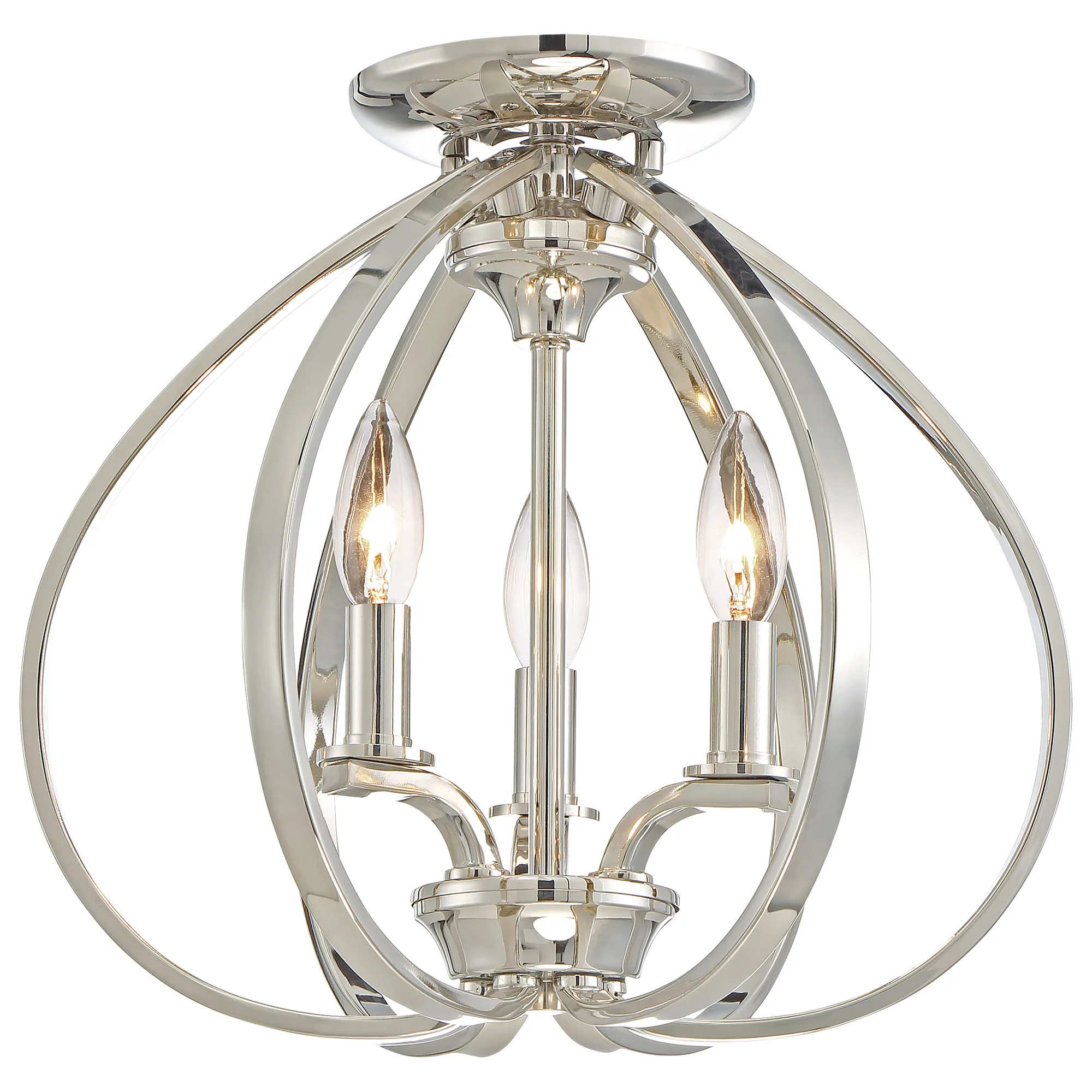 Tilbury 3-Light Semi-Flush Mount in Polished Nickel