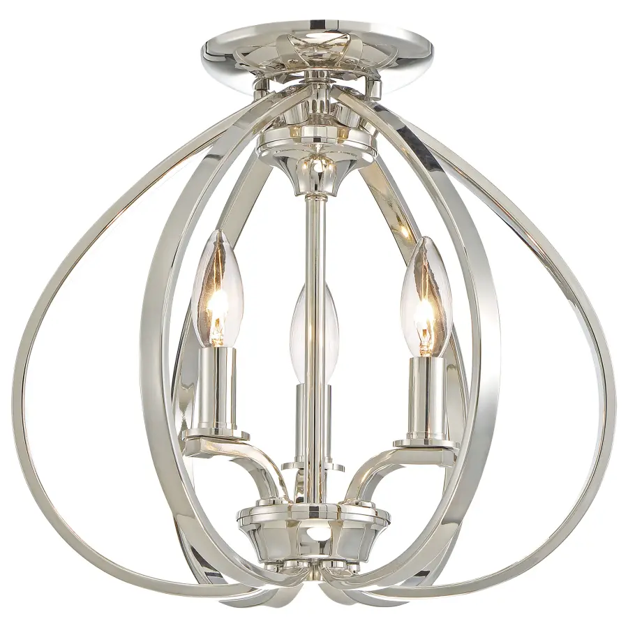 Tilbury 3-Light Semi-Flush Mount in Polished Nickel