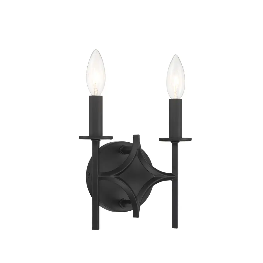 Muncie 2-Light Wall Sconce in Coal Black - Image 2