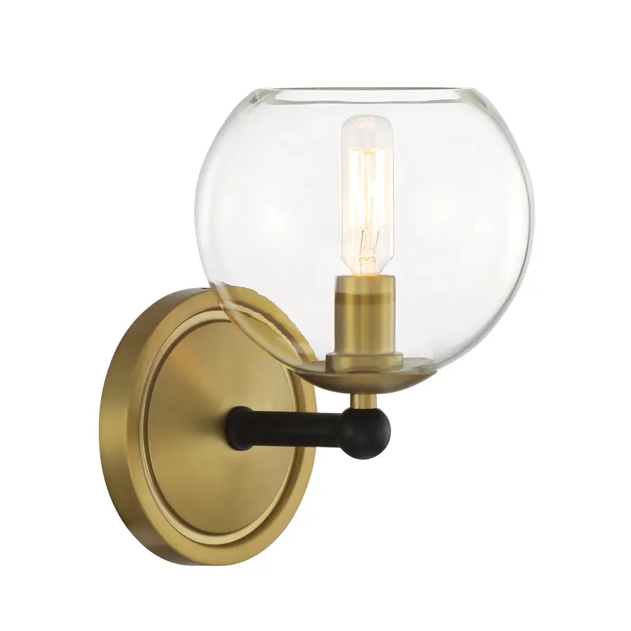Kearney Park 1-Light Wall Sconce in Coal Black and Soft Brass - Image 1