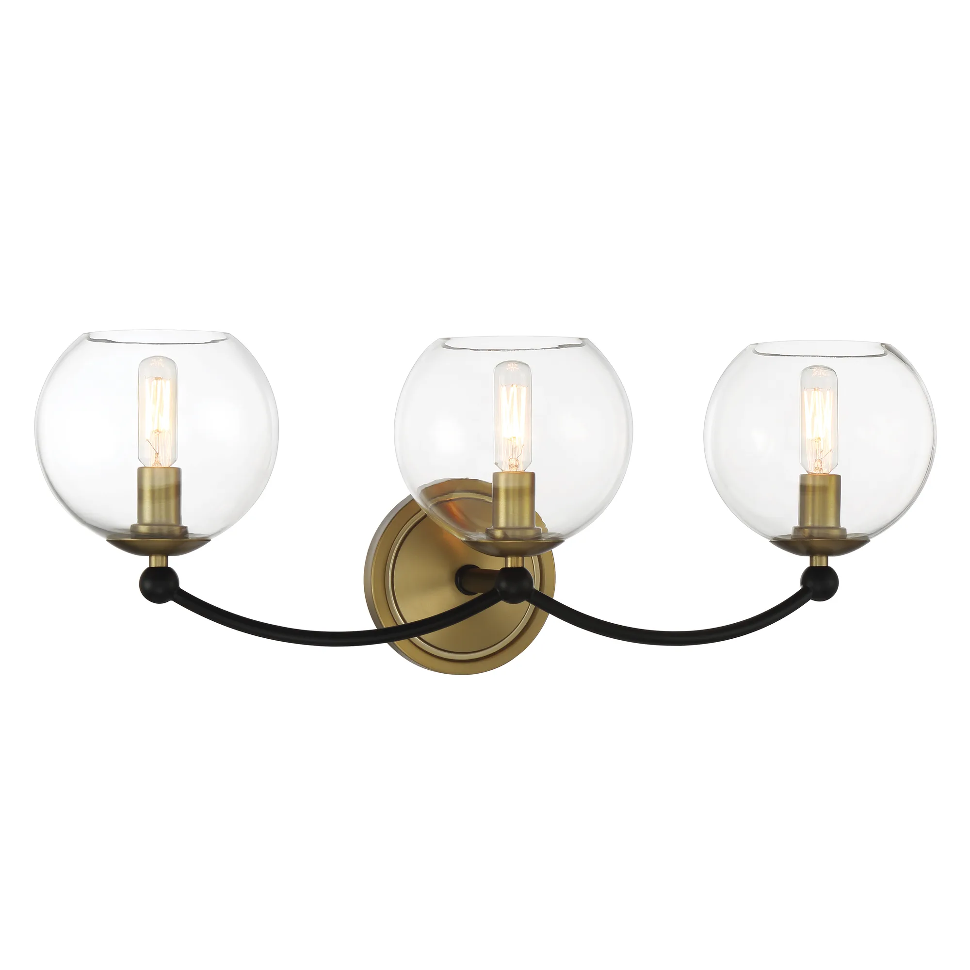 Kearney Park 3-Light Wall Sconce in Coal Black and Soft Brass
