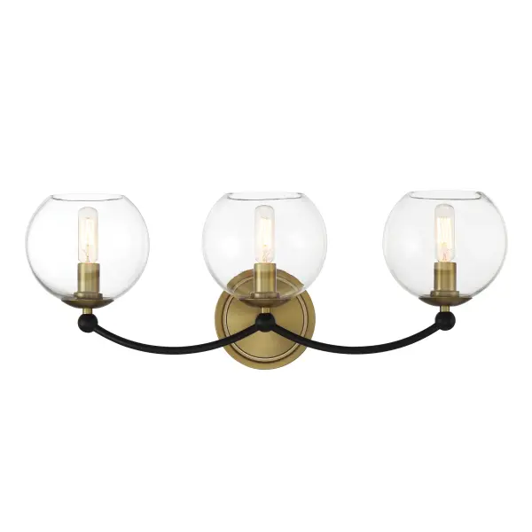 Kearney Park 3-Light Wall Sconce in Coal Black and Soft Brass - Image 3