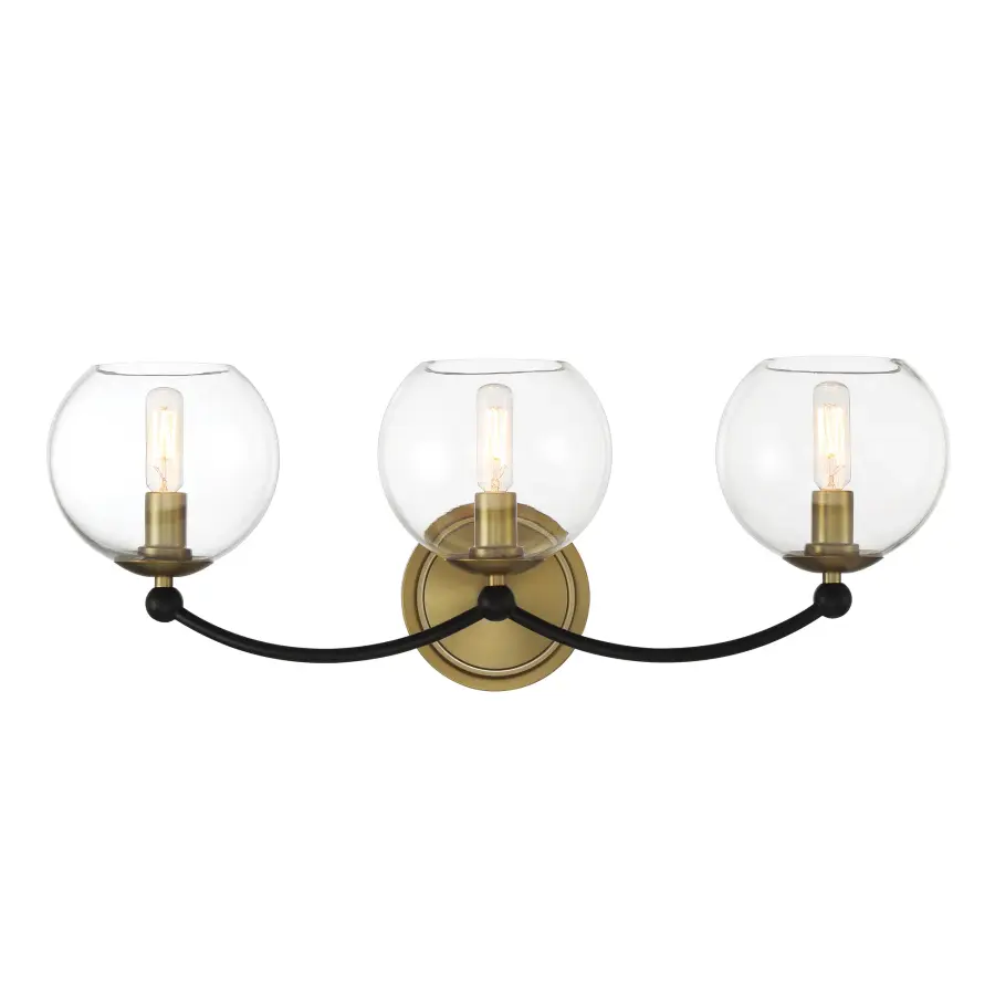 Kearney Park 3-Light Wall Sconce in Coal Black and Soft Brass - Image 3