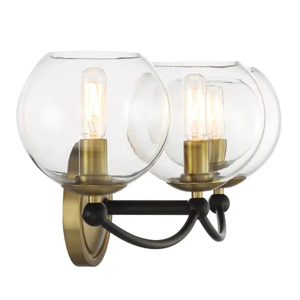 Kearney Park 3-Light Wall Sconce in Coal Black and Soft Brass - Image 4