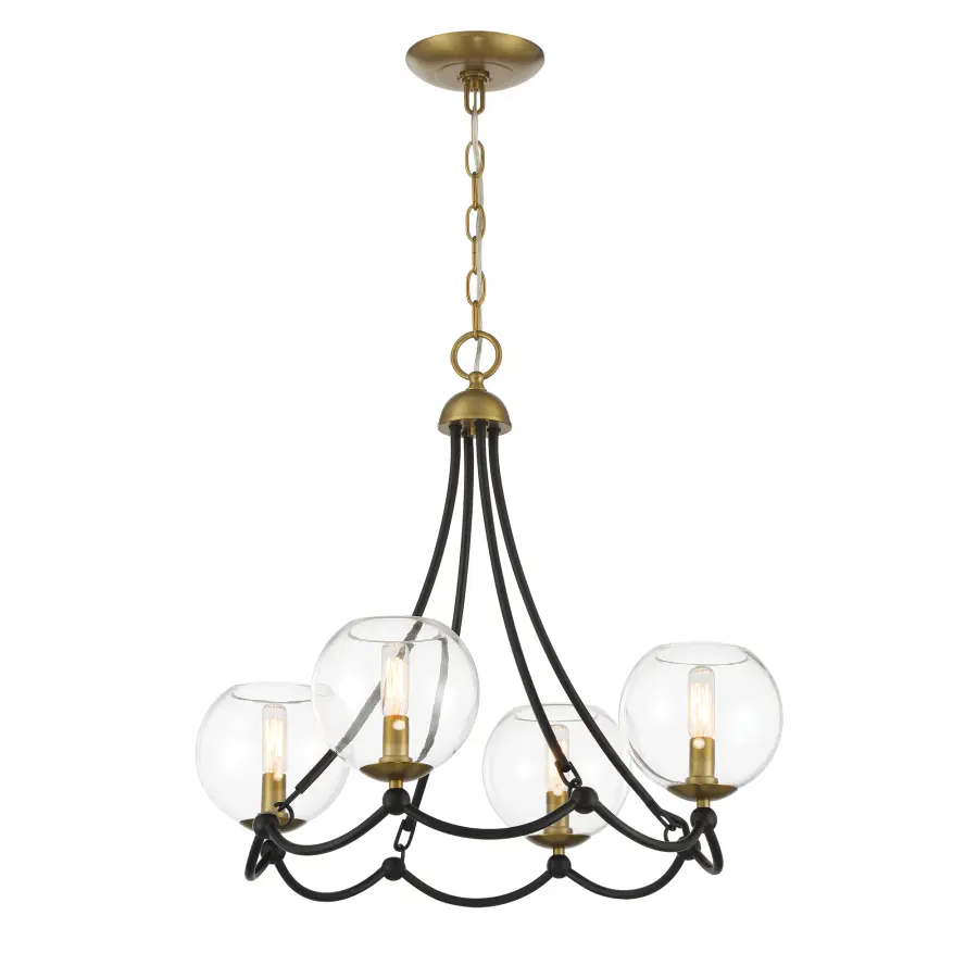 Kearney Park 4-Light Chandelier in Coal Black and Soft Brass - Image 3