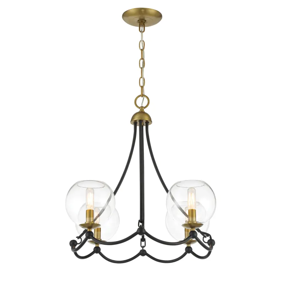 Kearney Park 4-Light Chandelier in Coal Black and Soft Brass - Image 6