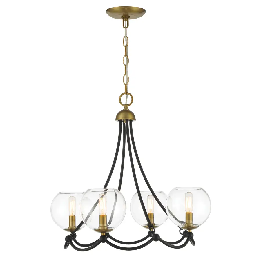 Kearney Park 4-Light Chandelier in Coal Black and Soft Brass - Image 7