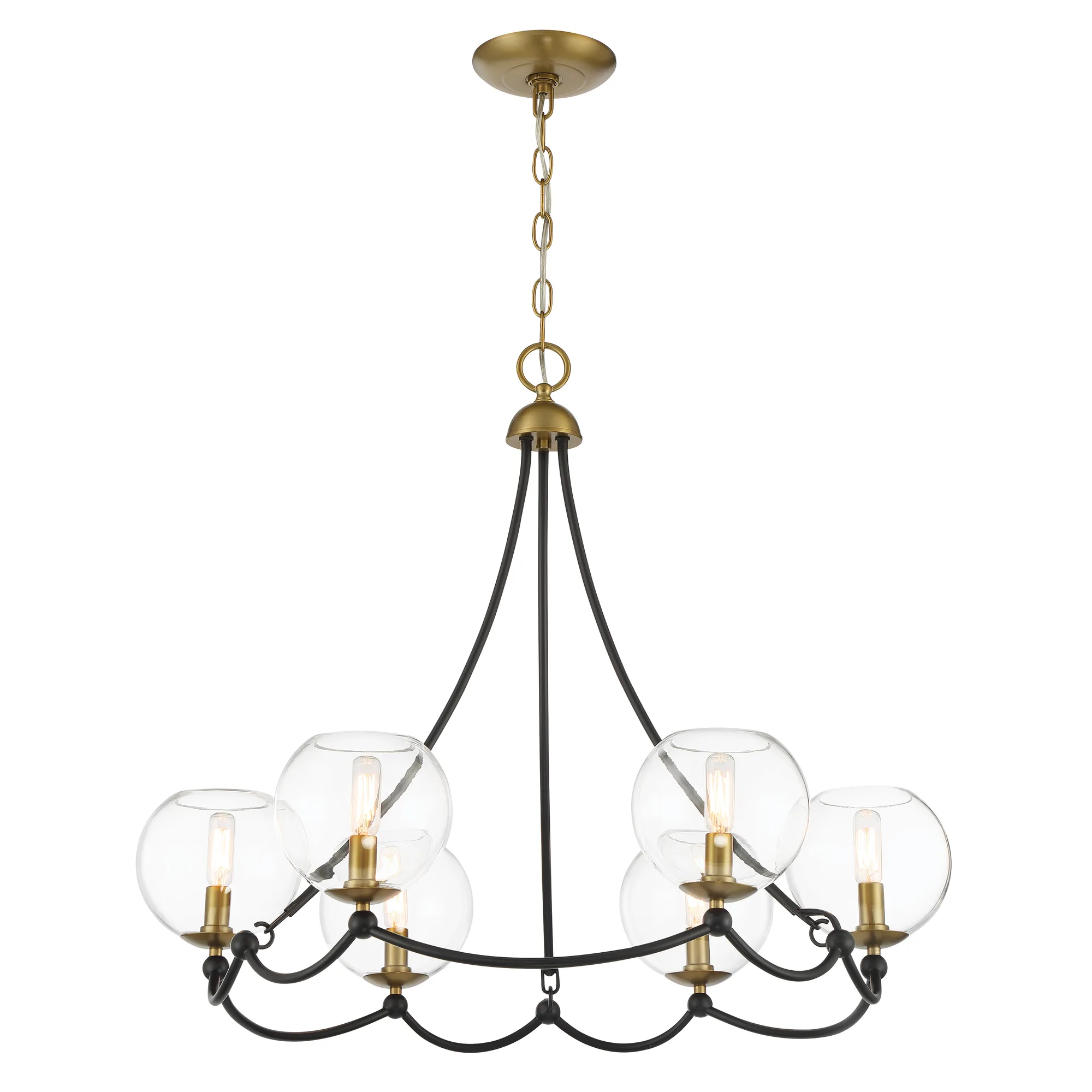 Kearney Park 6-Light Chandelier in Coal Black and Soft Brass