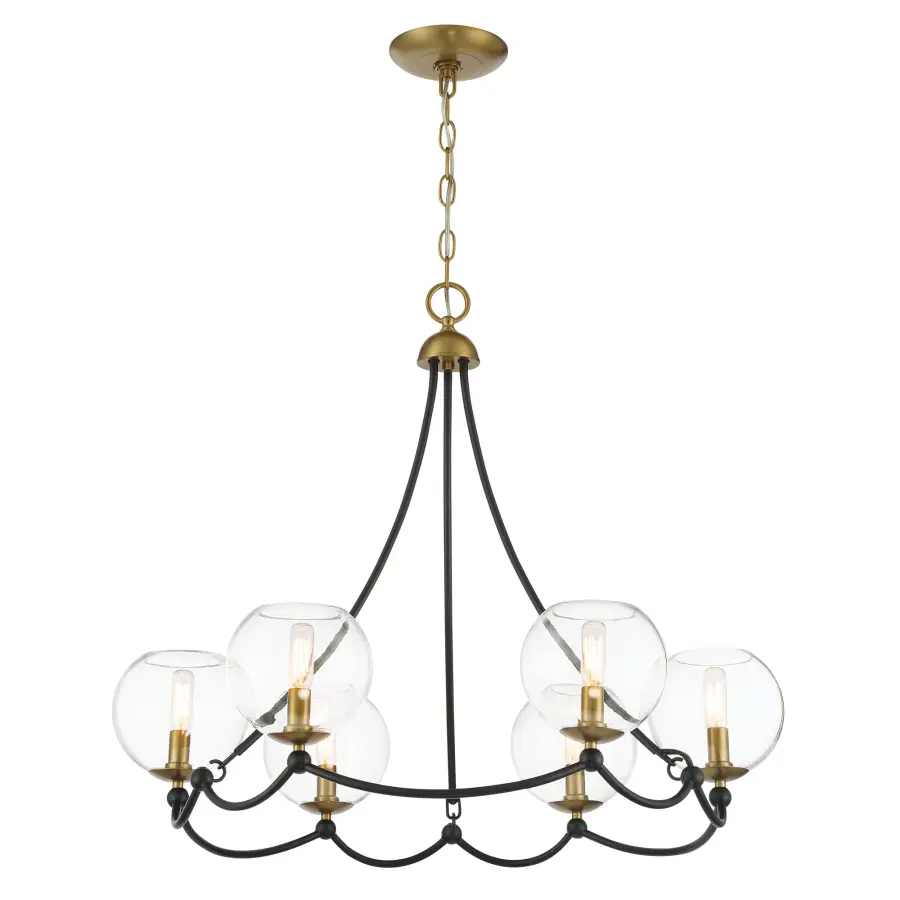 Kearney Park 6-Light Chandelier in Coal Black and Soft Brass - Image 1