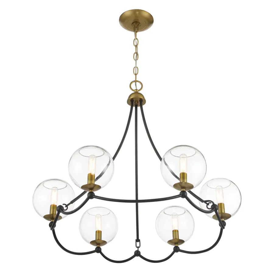 Kearney Park 6-Light Chandelier in Coal Black and Soft Brass - Image 6