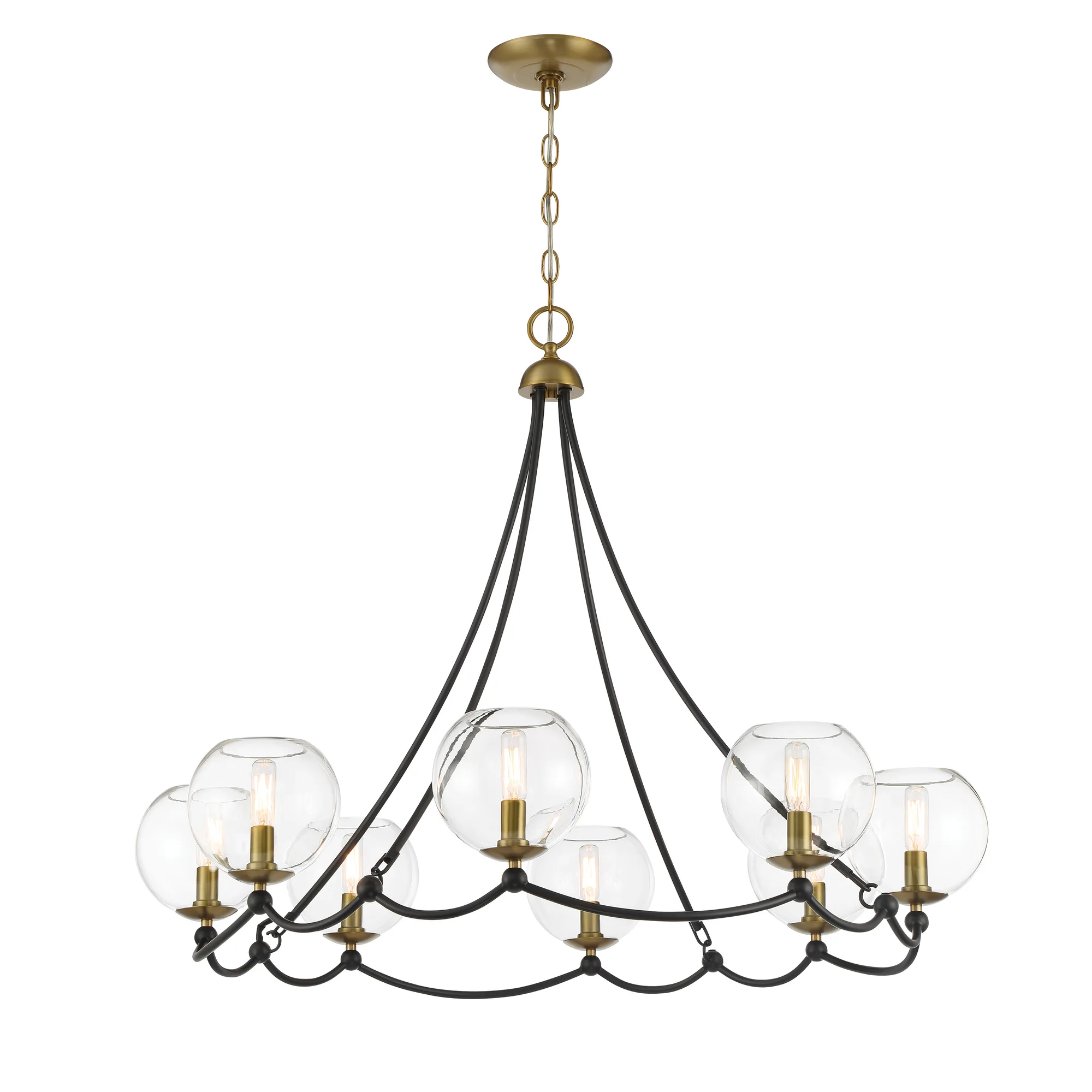 Kearney Park 8-Light Chandelier in Coal Black and Soft Brass