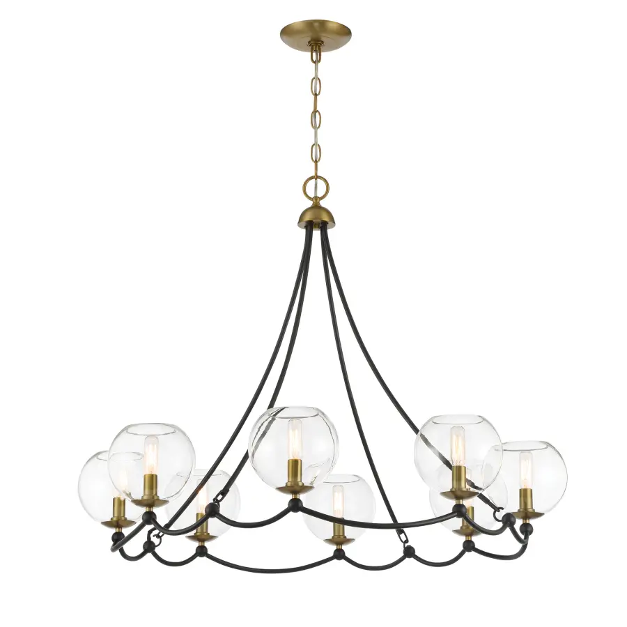 Kearney Park 8-Light Chandelier in Coal Black and Soft Brass - Image 1