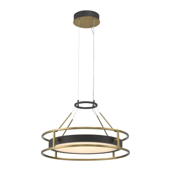 The Levitation pendant combines modern aesthetics with warm illumination through its faux alabaster shade and distinctive two-tone finish. At 19 inches wide, it provides substantial presence while the high CRI LED delivers exceptional color rendering.