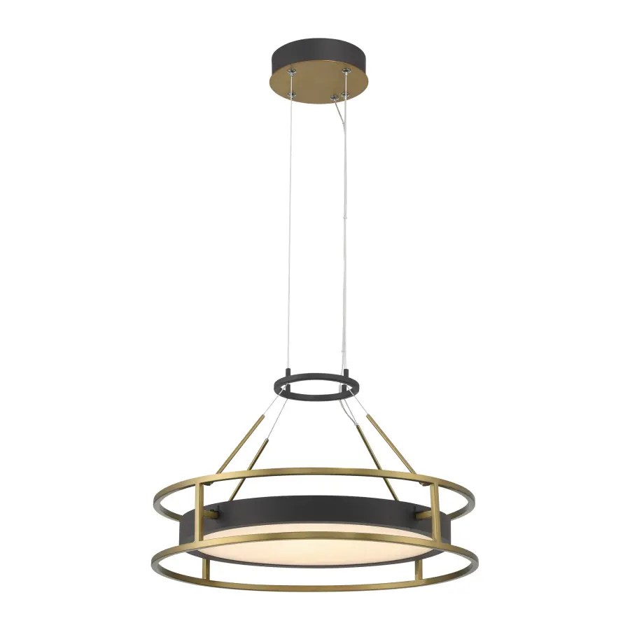 Levitation 19" LED Pendant in Sand Coal and Soft Brass - Image 1