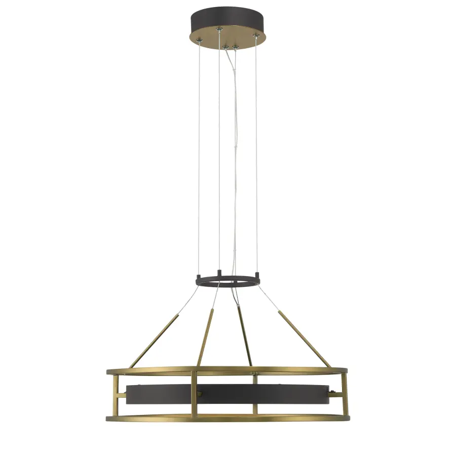 Levitation 19" LED Pendant in Sand Coal and Soft Brass - Image 3
