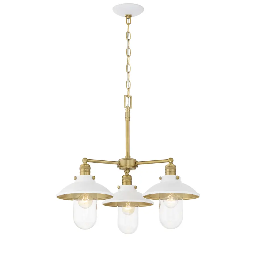 Downtown Edison 3-Light Chandelier in White and Soft Brass - Image 1