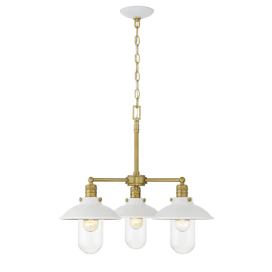 Downtown Edison 3-Light Chandelier in White and Soft Brass - Image 2