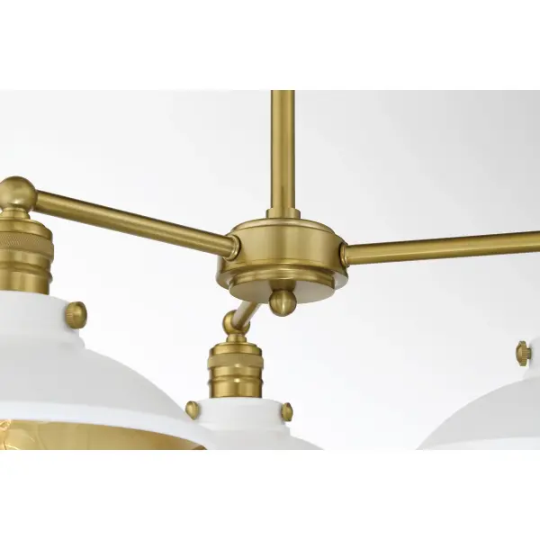 Downtown Edison 3-Light Chandelier in White and Soft Brass - Image 4