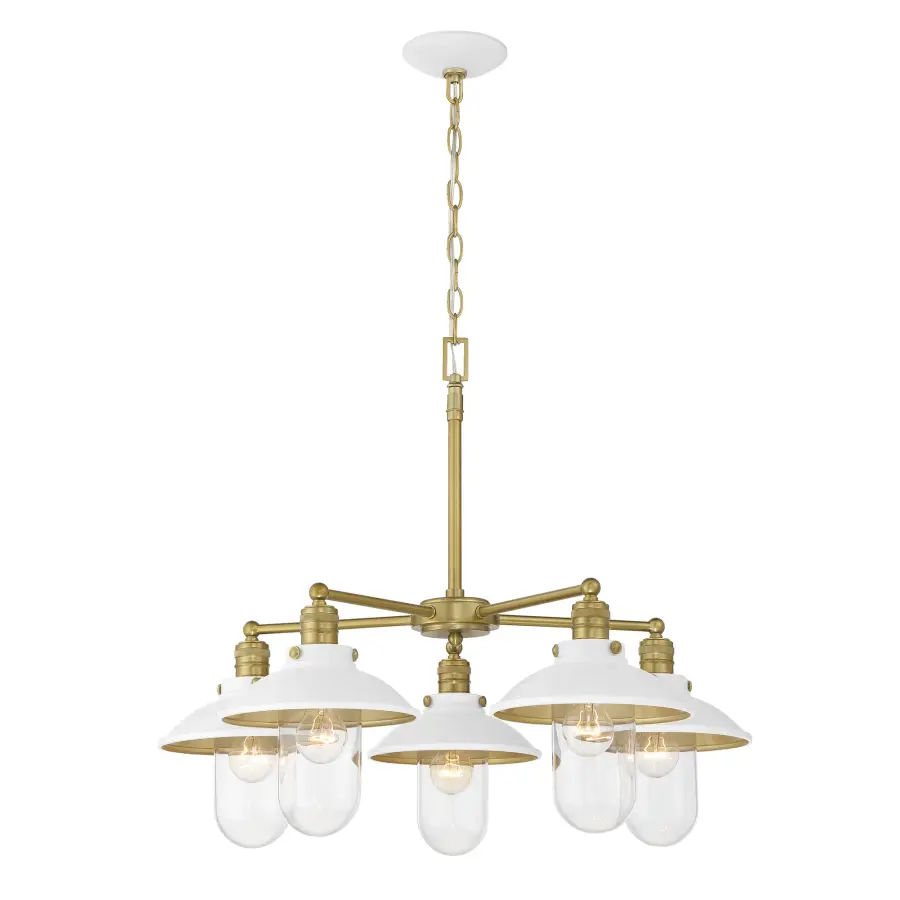 Downtown Edison 5-Light Chandelier in White and Soft Brass - Image 1
