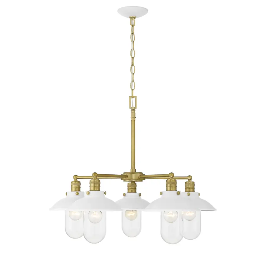 Downtown Edison 5-Light Chandelier in White and Soft Brass - Image 2