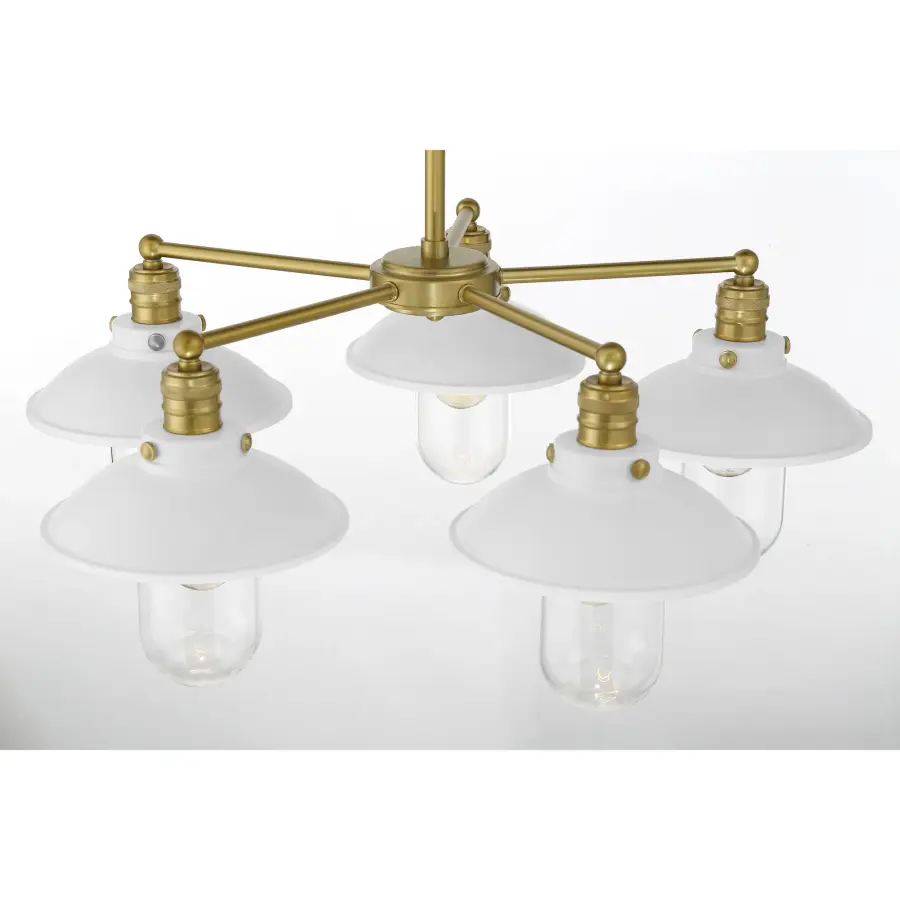 Downtown Edison 5-Light Chandelier in White and Soft Brass - Image 4