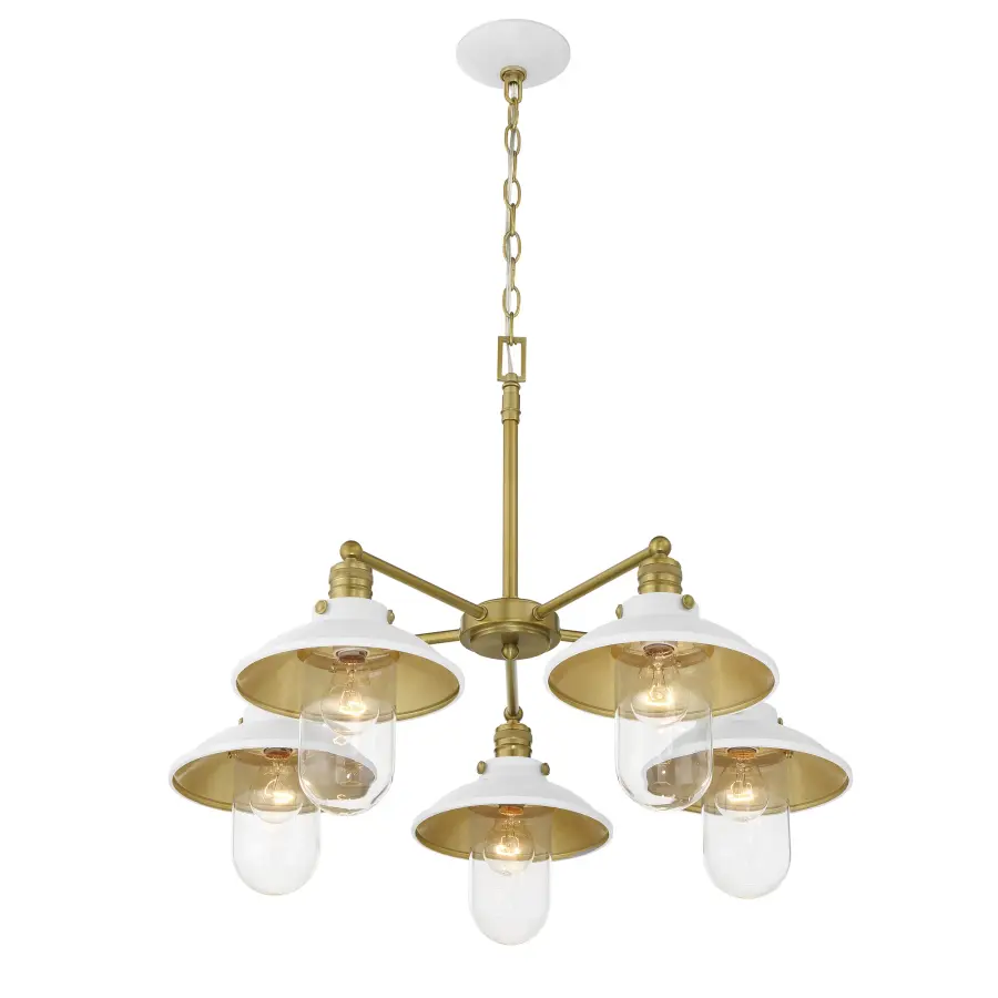 Downtown Edison 5-Light Chandelier in White and Soft Brass - Image 6