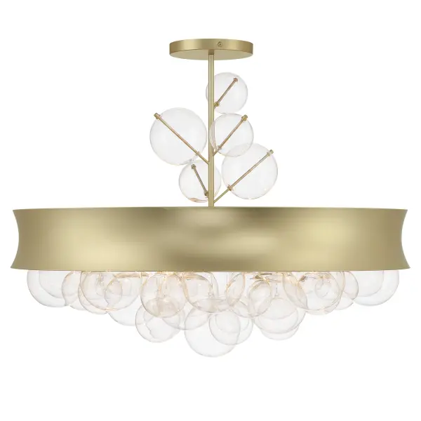 The Verdi Square by Robin Baron brings designer elegance with 8 lights in a sophisticated soft gold finish. Its convertible design and substantial 32-inch width make it perfect for large dining rooms and grand spaces. - alternate view