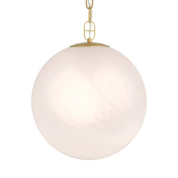The Marbelle pendant combines timeless elegance with versatile styling. Its Legacy Brass finish and etched alabaster glass shade create warm, diffused lighting perfect for intimate dining spaces or kitchen islands.