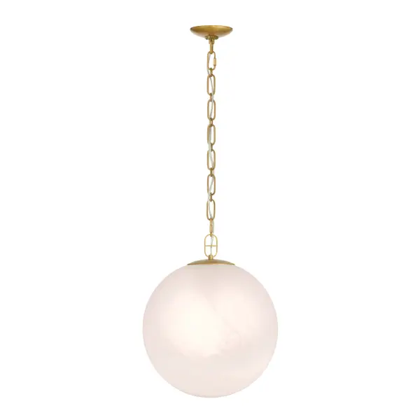 The Marbelle pendant combines timeless elegance with versatile styling. Its Legacy Brass finish and etched alabaster glass shade create warm, diffused lighting perfect for intimate dining spaces or kitchen islands. - alternate view