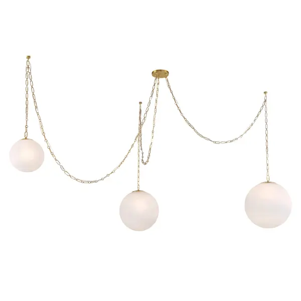 The Marbelle 80" pendant makes a dramatic statement over large dining tables and kitchen islands. Its Legacy Brass finish and etched alabaster glass shades create warm, diffused light with transitional elegance.