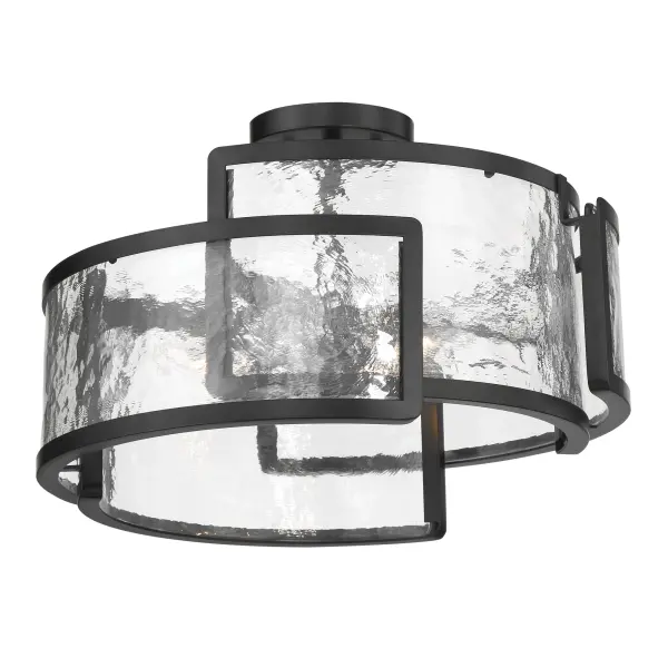 Modern Semi-Flush with Striking Rock-Pressed Glass and Bold Black Finish - Image 3