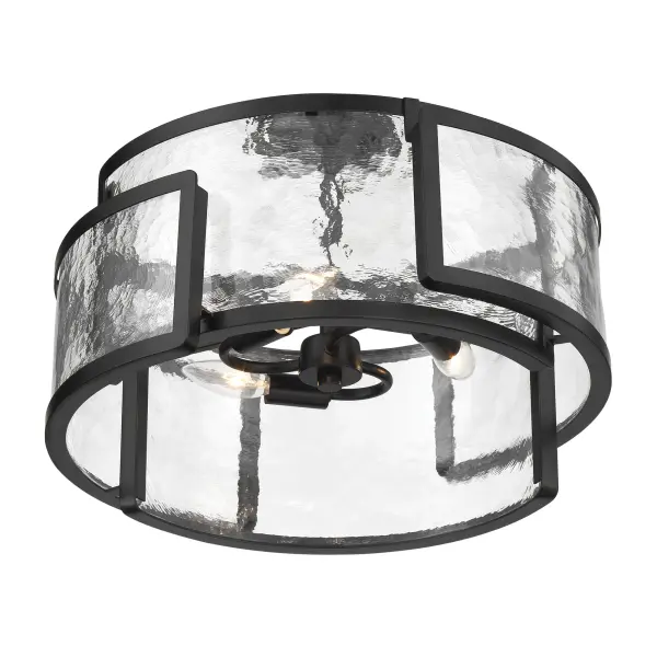 Modern Semi-Flush with Striking Rock-Pressed Glass and Bold Black Finish - Image 4