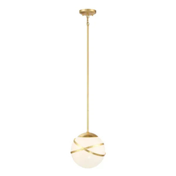 Robin Baron's Batignolles pendant brings Parisian elegance to compact spaces with its Spring Gold Leaf finish and soft opal glass diffuser. Perfect for kitchen islands, powder rooms, or as multiples in a series.