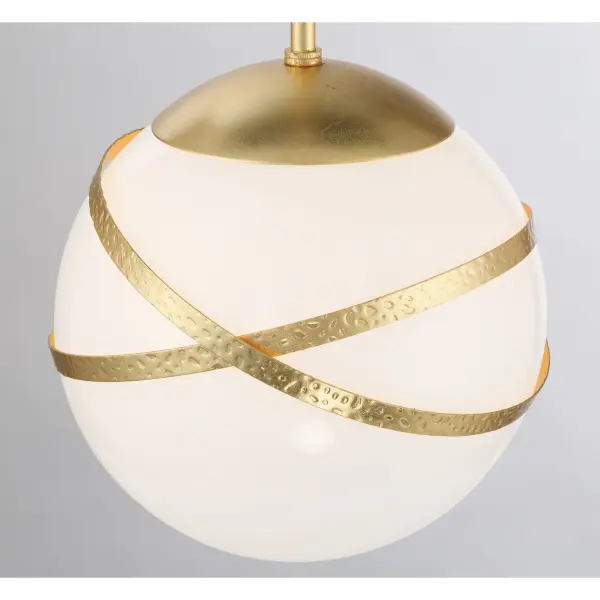 Robin Baron's Batignolles pendant brings Parisian elegance to compact spaces with its Spring Gold Leaf finish and soft opal glass diffuser. Perfect for kitchen islands, powder rooms, or as multiples in a series. - alternate view