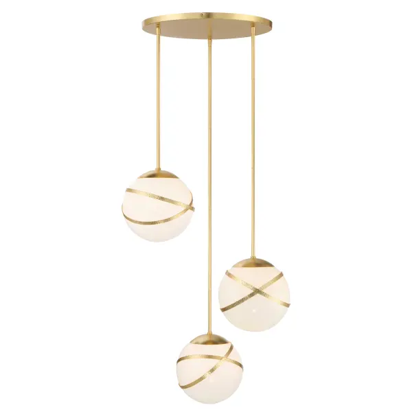 The Batignolles pendant by Robin Baron combines a sophisticated pan silhouette with Spring Gold Leaf finish and white opal glass for elegant, diffused lighting. Its 24.75-inch width makes it perfect for medium-sized dining areas. - alternate view